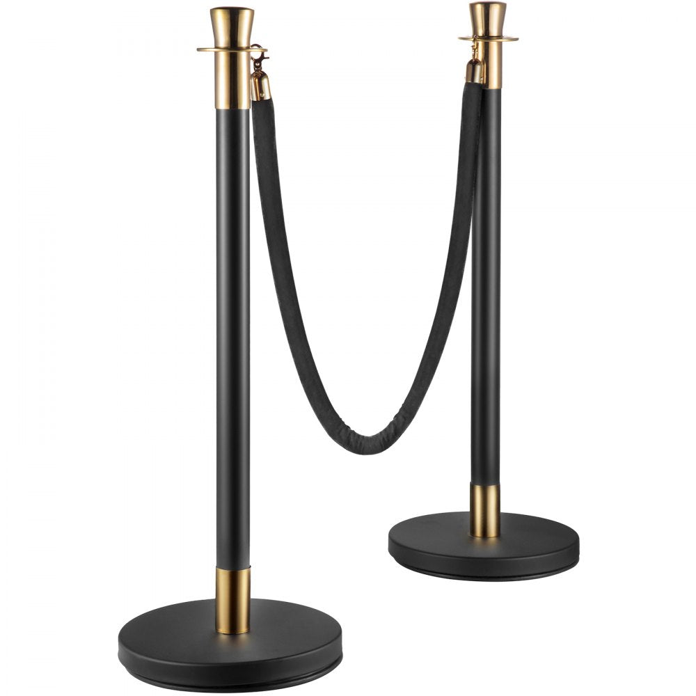VV-SS-BLBLR6HGT - 6-Piece Stainless Steel Stanchion Set with 5ft Velvet Rope