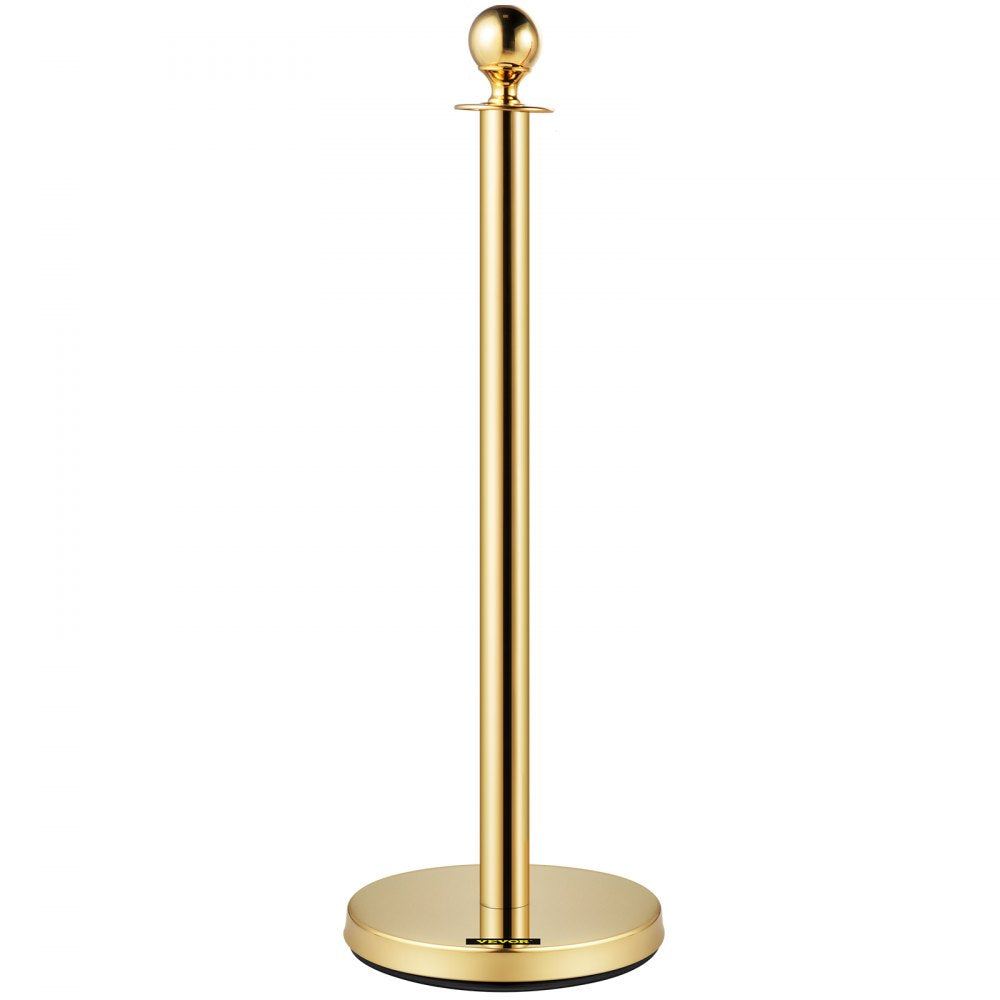 Gold Stanchions 4Pcs - Durable Queue Barriers with Velvet Ropes