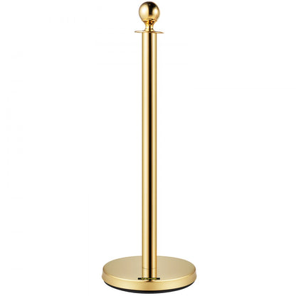 Gold Stanchions 4Pcs - Durable Queue Barriers with Velvet Ropes