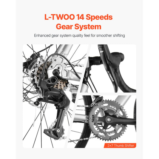 SS-700C-04 - 700C Aluminum Road Bike with 14 Speeds & Disc Brakes