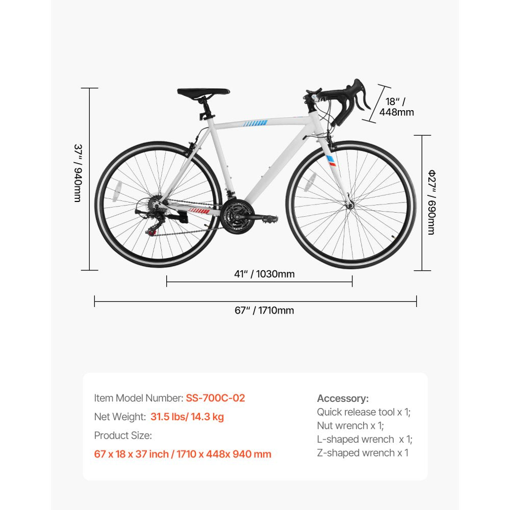 SS-700C-02 - 700C Urban Road Bike with Carbon Steel Frame, 21 Speeds