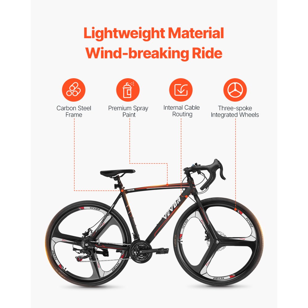 SS-700C-03 - 21-Speed 700C Road Bike with Carbon Steel Frame & Disc Brakes