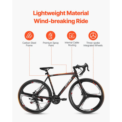 SS-700C-03 - 21-Speed 700C Road Bike with Carbon Steel Frame & Disc Brakes