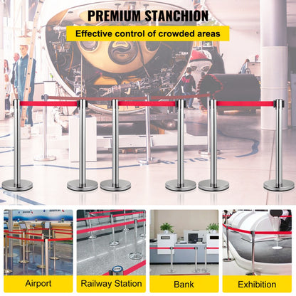 VV-SS-SRB6ZG - Stainless Steel Stanchion Set with 6.6ft Belts