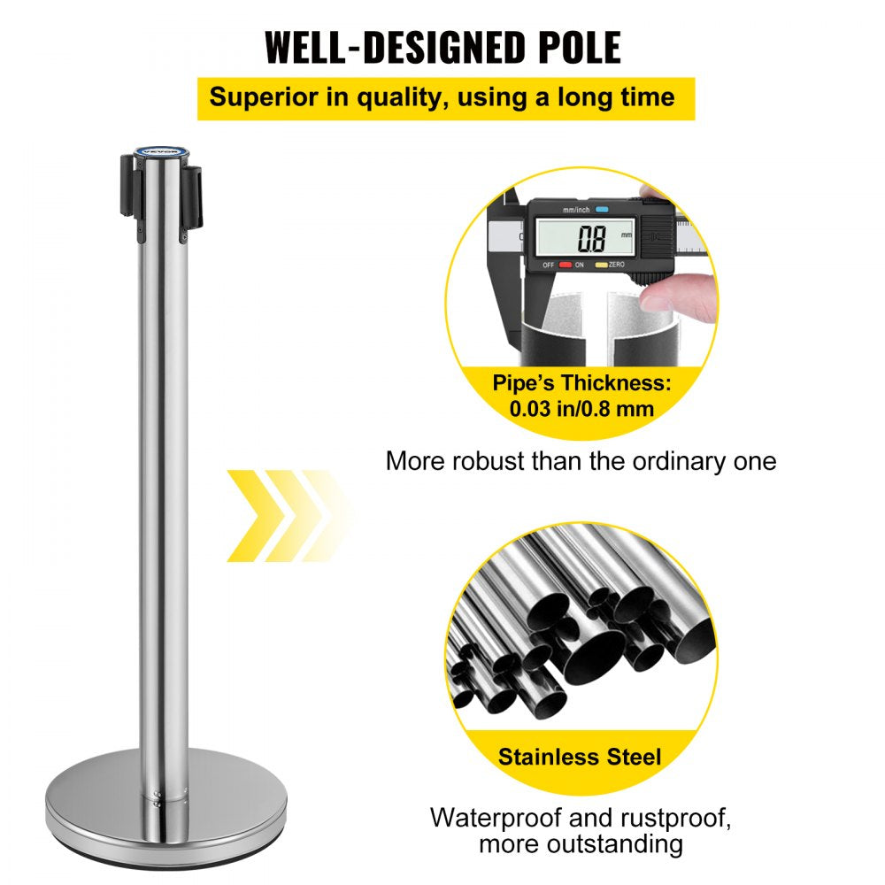 VV-SS-SRB6ZG - Stainless Steel Stanchion Set with 6.6ft Belts