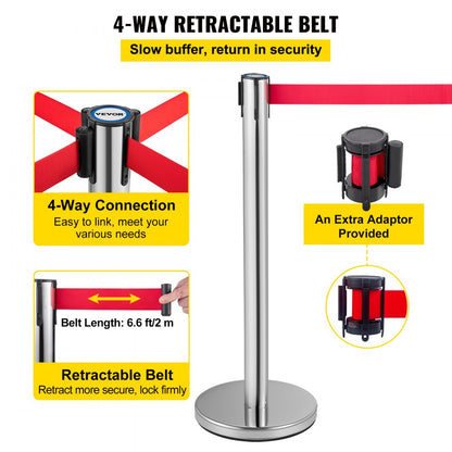 VV-SS-SRB6ZG - Stainless Steel Stanchion Set with 6.6ft Belts