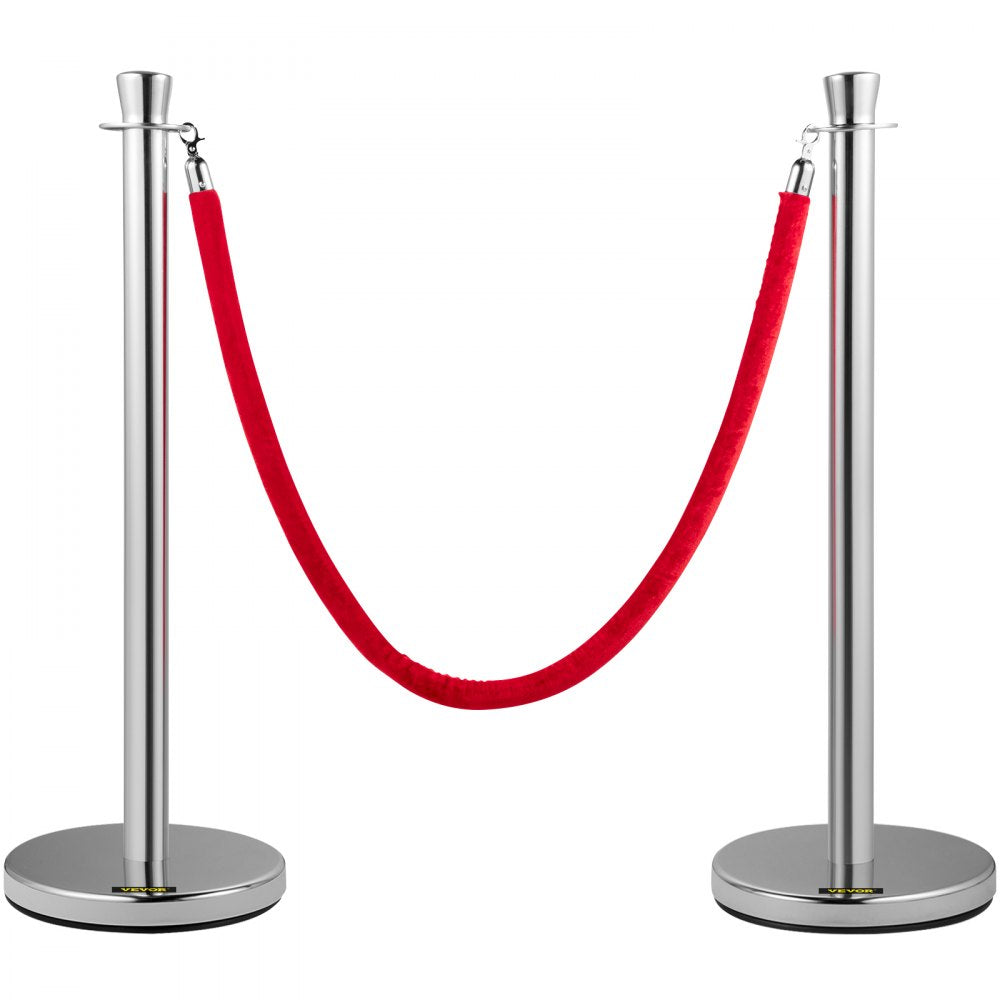 Heavy Duty - 5 ft Velvet Rope Stanchion Set with Steel Posts