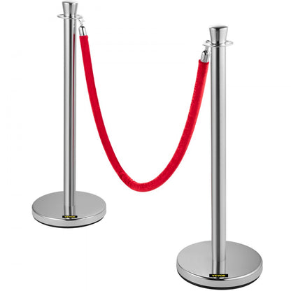 Heavy Duty - 5 ft Velvet Rope Stanchion Set with Steel Posts