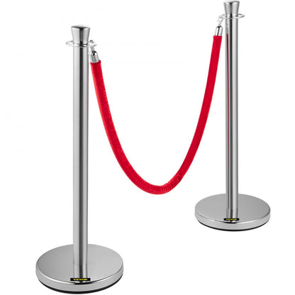 Heavy Duty - 5 ft Velvet Rope Stanchion Set with Steel Posts