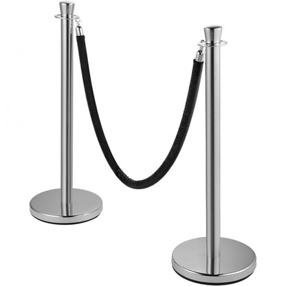 VV-SS-SBLR2HGT - 2-Piece Stainless Steel Stanchion Set with 5ft Velvet Rope
