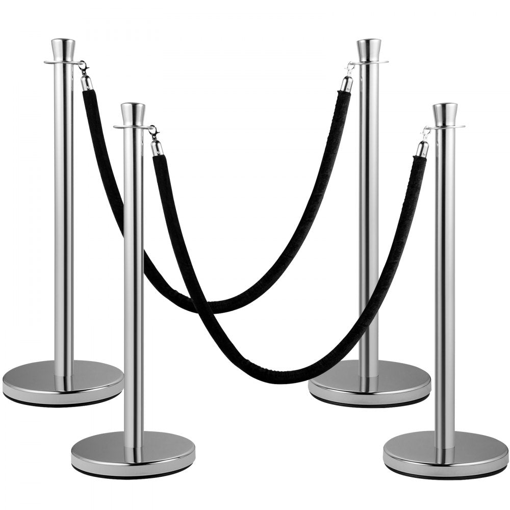VV-SS-SBLR2HGT - 2-Piece Stainless Steel Stanchion Set with 5ft Velvet Rope