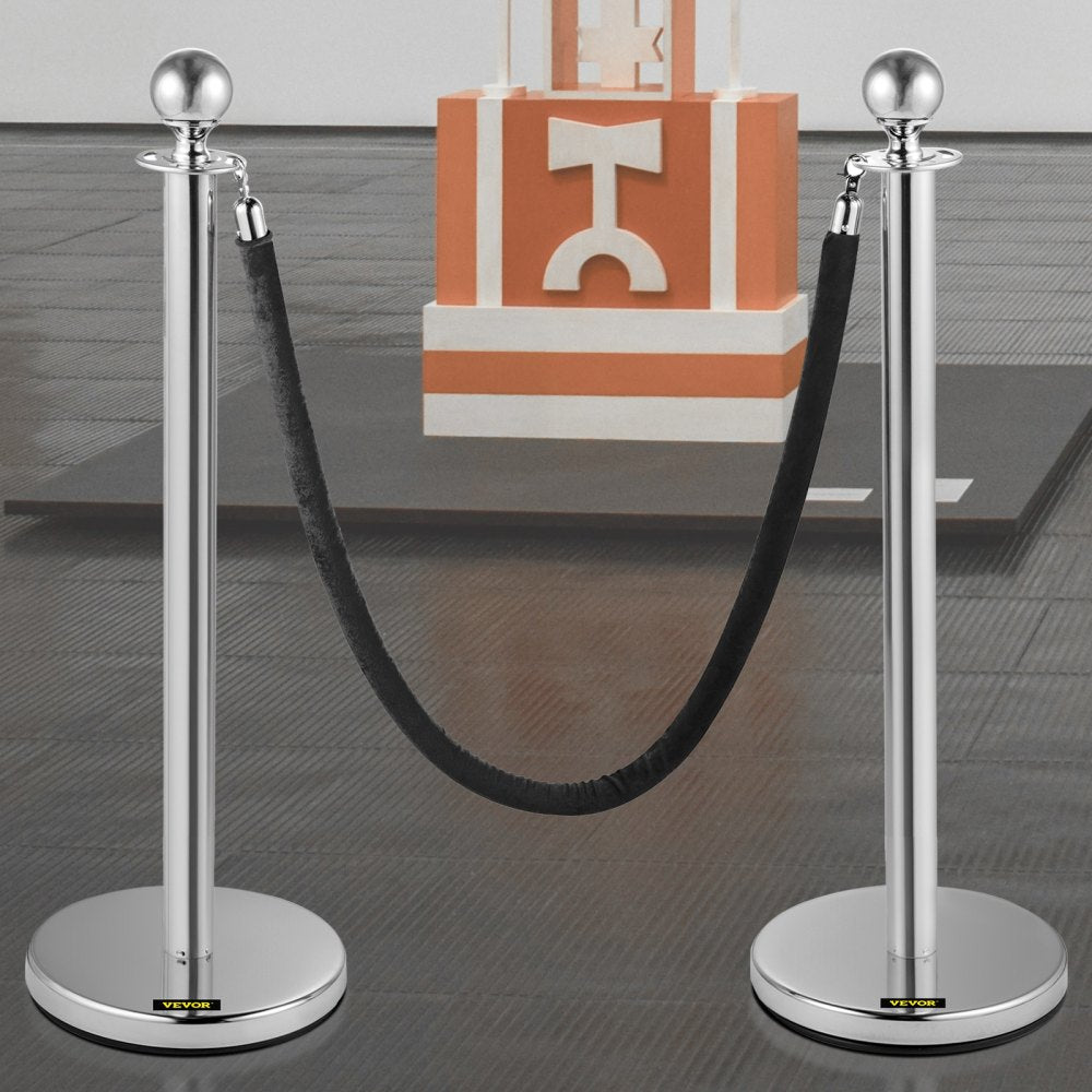 Heavy Duty - Stainless Steel Stanchion Set with 5ft Velvet Rope