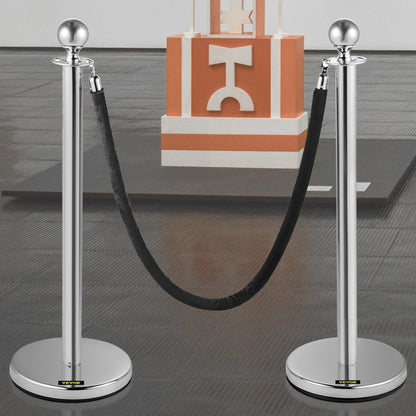 Heavy Duty - Stainless Steel Stanchion Set with 5ft Velvet Rope