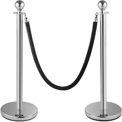 Heavy Duty - Stainless Steel Stanchion Set with 5ft Velvet Rope