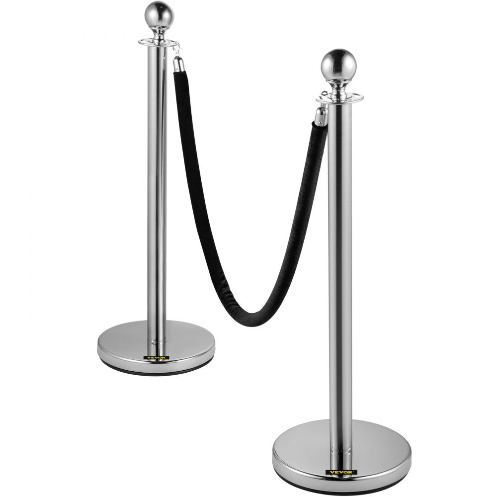 Heavy Duty - Stainless Steel Stanchion Set with 5ft Velvet Rope