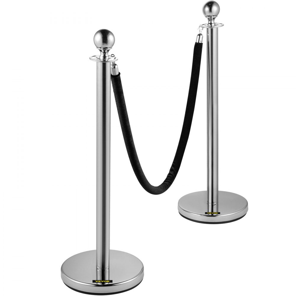 Heavy Duty - Stainless Steel Stanchion Set with 5ft Velvet Rope