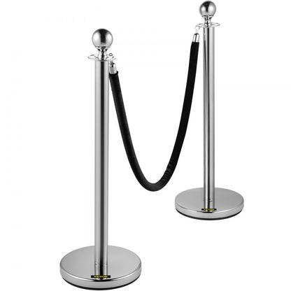 Heavy Duty - Stainless Steel Stanchion Set with 5ft Velvet Rope
