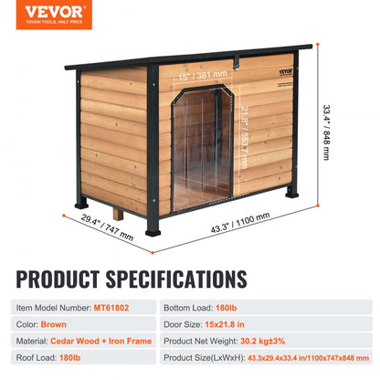 MT61802 - Spacious Insulated Outdoor Dog House for Medium to Large Breeds