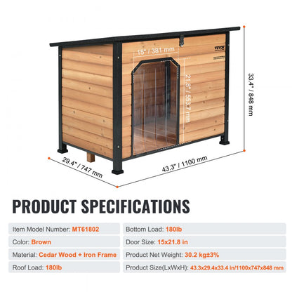 MT61802 - Spacious Insulated Outdoor Dog House for Medium to Large Breeds