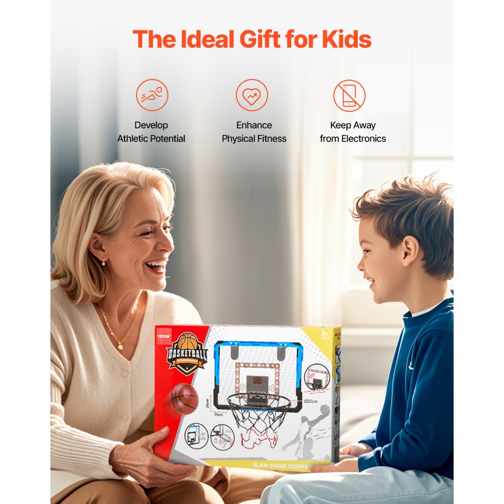 WT360 - Foldable LED Kids Basketball Hoop with Electronic Scoreboard