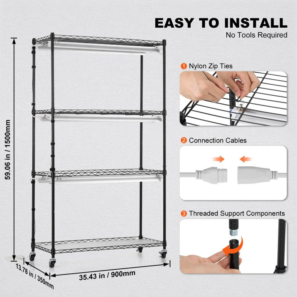 4C15090-T8DP09P6-US - 180W Steel Plant Stand with Adjustable Grow Light