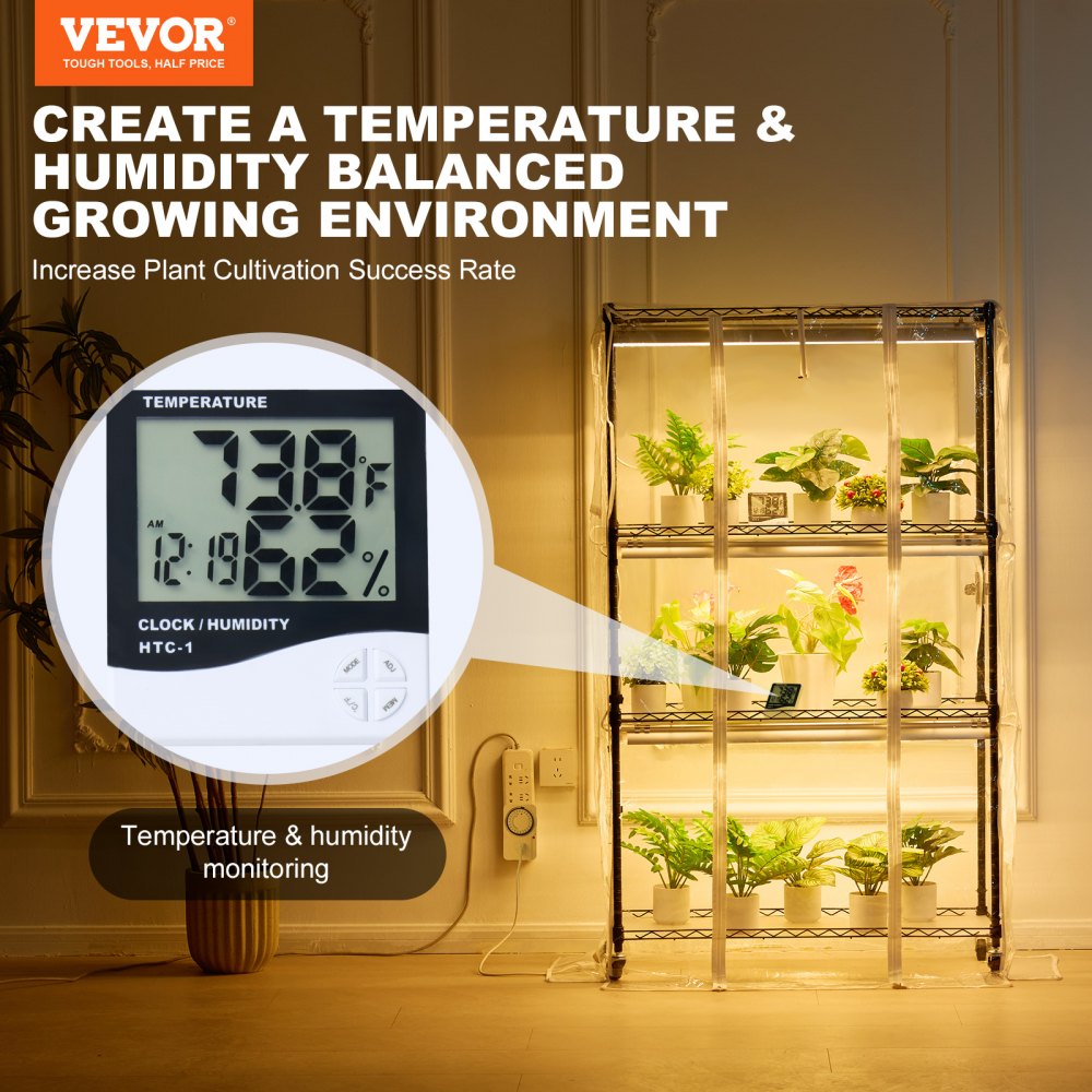 4C15090-T8DP09P6-US - 180W Metal Plant Stand with Grow Light & Timer