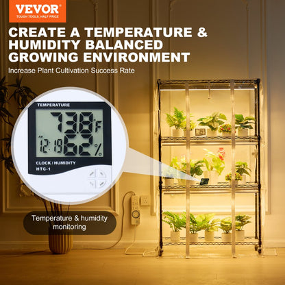 4C15090-T8DP09P6-US - 180W Metal Plant Stand with Grow Light & Timer