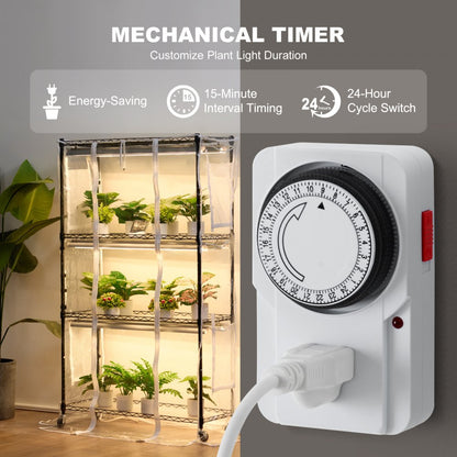 4C15090-T8DP09P6-US - 180W Metal Plant Stand with Grow Light & Timer