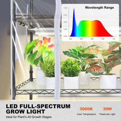 4C15090-T8DP09P6-US - 180W Metal Plant Stand with Grow Light & Timer