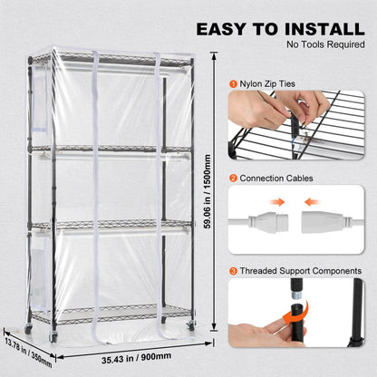 4C15090-T8DP09P6-US - 180W Metal Plant Stand with Grow Light & Timer
