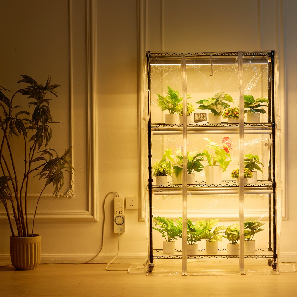 4C15090-T8DP09P6-US - 180W Metal Plant Stand with Grow Light & Timer