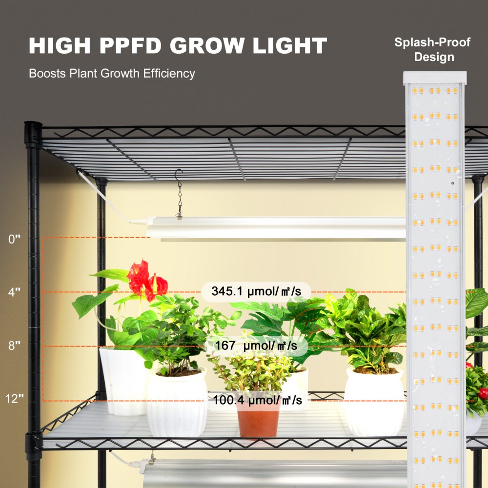 4C15090-2020T06P3-US - 35.4" LED Plant Stand with 4 Shelves & Grow Light