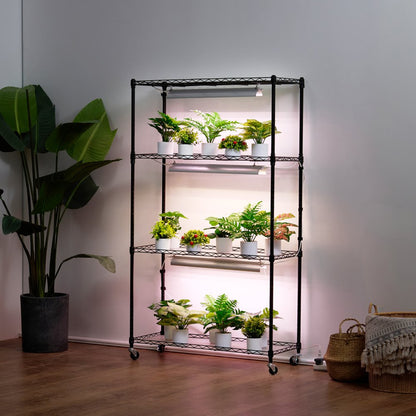 4C15090-2020T06P3-US - 35.4" LED Plant Stand with 4 Shelves & Grow Light