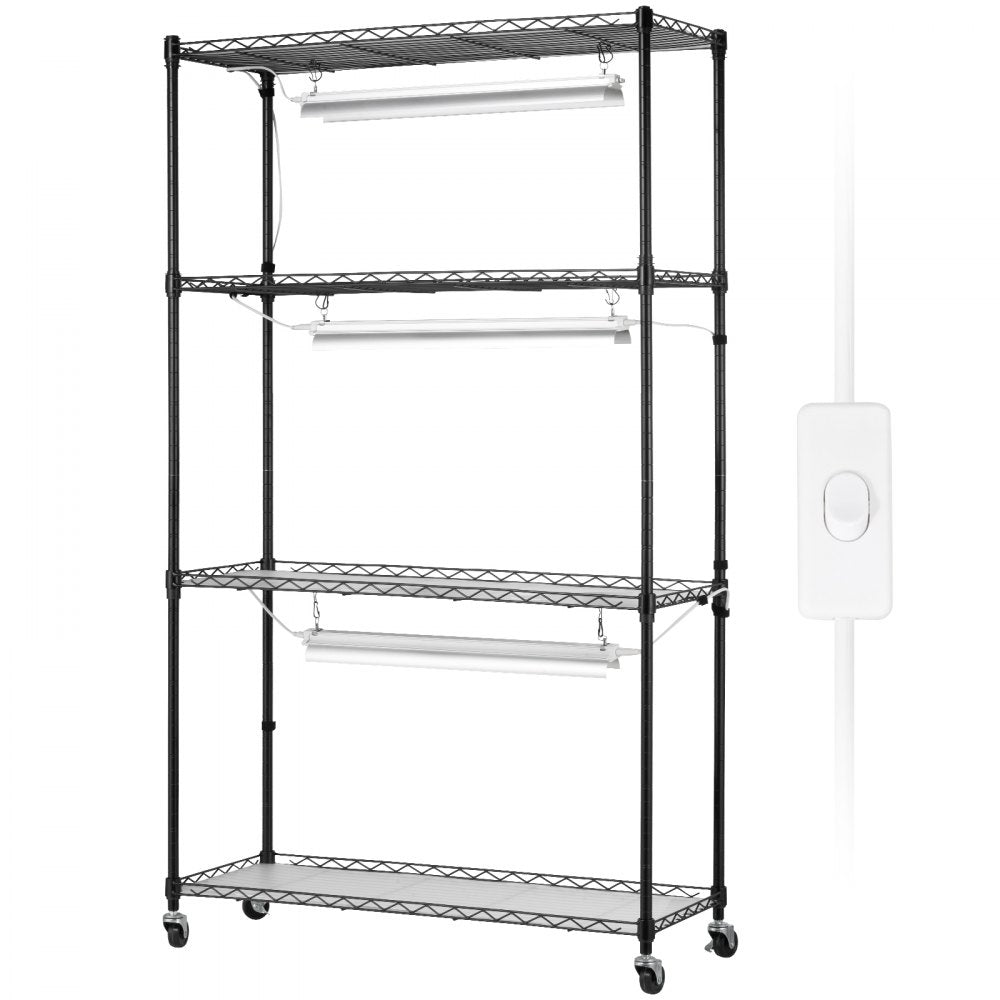 4C15090-2020T06P3-US - 35.4" LED Plant Stand with 4 Shelves & Grow Light