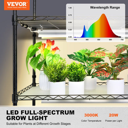 6C180120-2020T06P10-US - 200W Steel Plant Stand with Adjustable Grow Light Panels