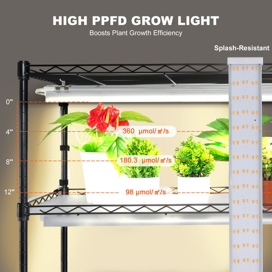 6C180120-2020T06P10-US - 200W Steel Plant Stand with Adjustable Grow Light Panels