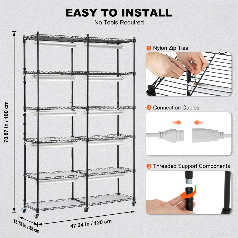 6C180120-2020T06P10-US - 200W Steel Plant Stand with Adjustable Grow Light Panels
