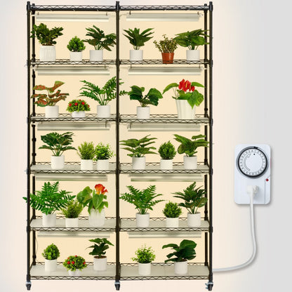6C180120-2020T06P10-US - 200W Steel Plant Stand with Adjustable Grow Light Panels