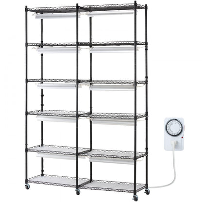 6C180120-2020T06P10-US - 200W Steel Plant Stand with Adjustable Grow Light Panels