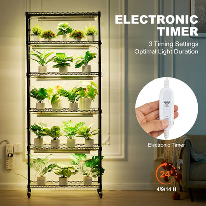 4C15090-2020T06P3-US - 6-Shelf Plant Stand with 150W LED Grow Light 29.5"x13.8"x70.9"