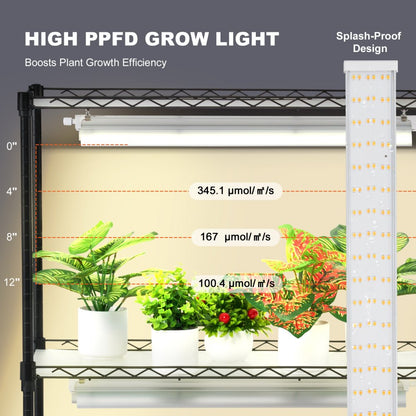 4C15090-2020T06P3-US - 6-Shelf Plant Stand with 150W LED Grow Light 29.5"x13.8"x70.9"