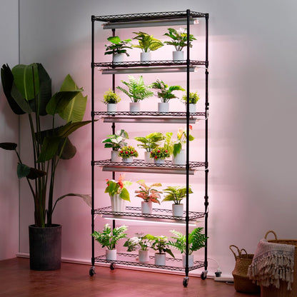 4C15090-2020T06P3-US - 6-Shelf Plant Stand with 150W LED Grow Light 29.5"x13.8"x70.9"