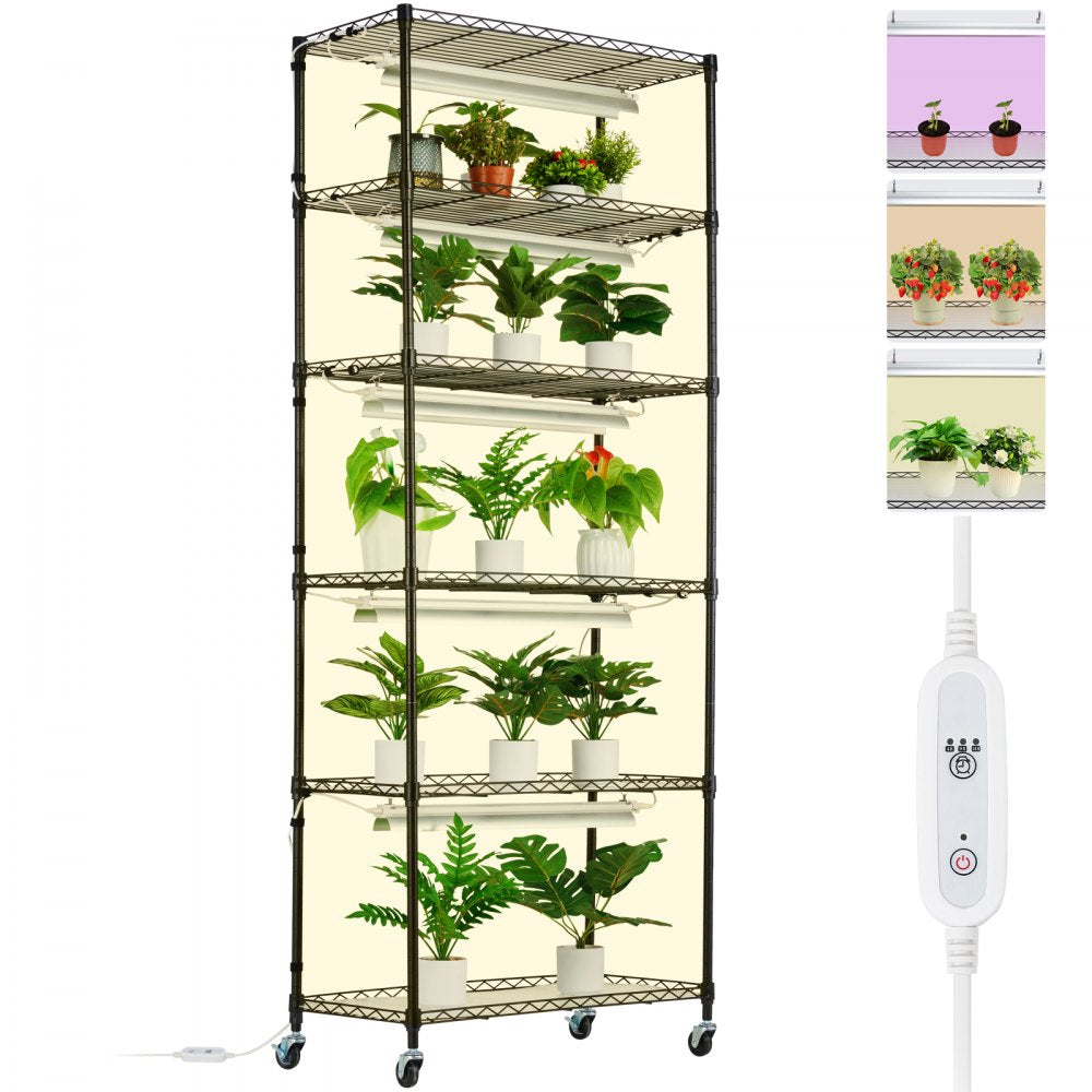 4C15090-2020T06P3-US - 6-Shelf Plant Stand with 150W LED Grow Light 29.5"x13.8"x70.9"
