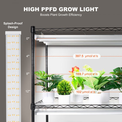 6C18075-T8DP06P8-US - 29.5"x13.8"x70.9" Steel Plant Stand with 192W LED Grow Light