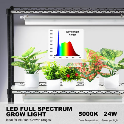 6C18075-T8DP06P8-US - 29.5"x13.8"x70.9" Steel Plant Stand with 192W LED Grow Light