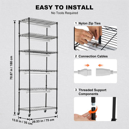 6C18075-T8DP06P8-US - 29.5"x13.8"x70.9" Steel Plant Stand with 192W LED Grow Light