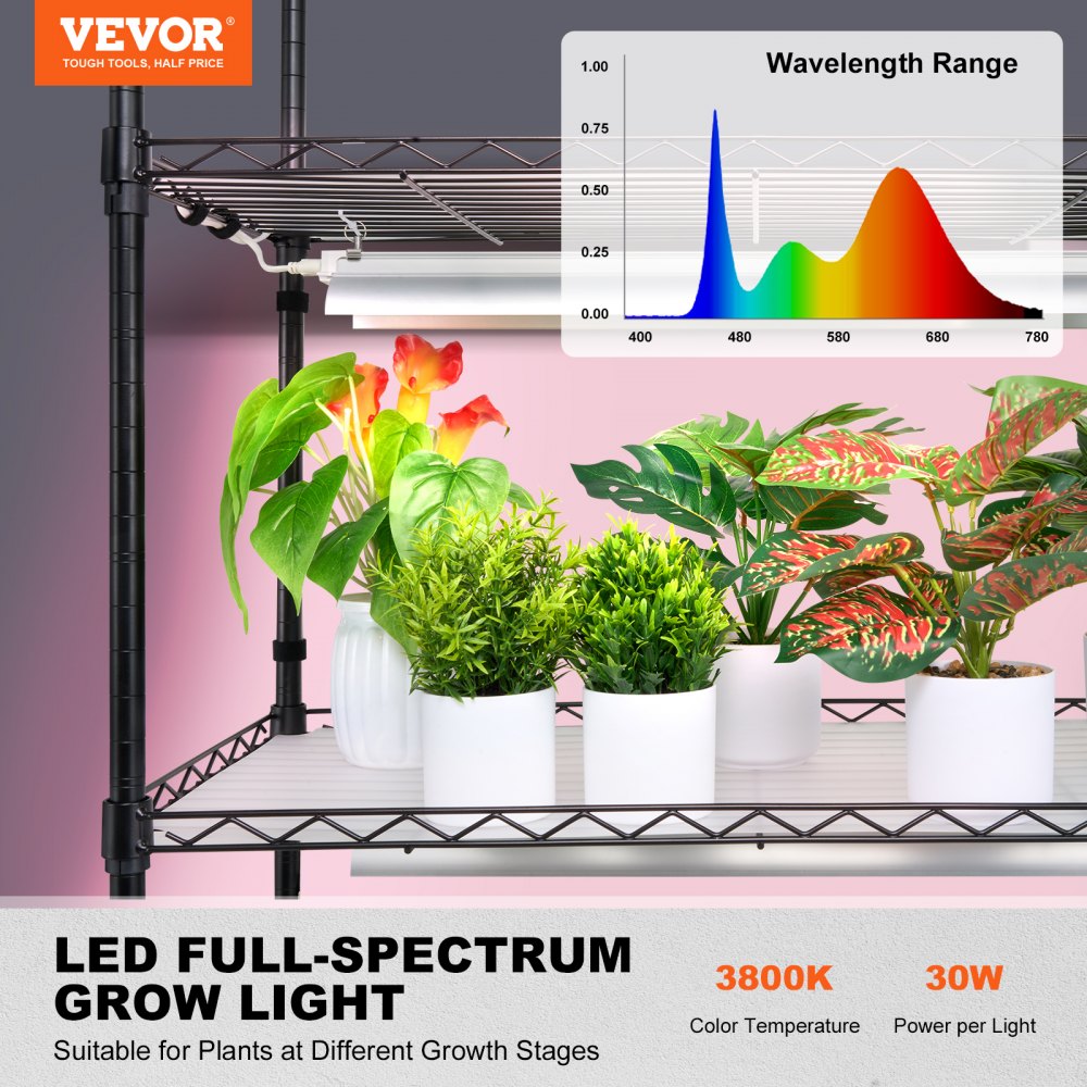6C18090-T8DP09P5-US - 35.43" Steel Plant Stand with 150W LED Grow Light