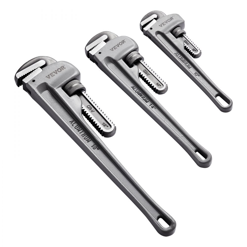 TD0505TZ - 3-Piece Lightweight Aluminum Pipe Wrench Set, 10", 14", 18"