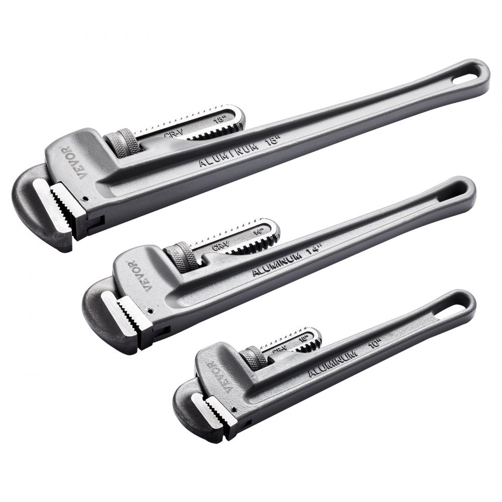 TD0505TZ - 3-Piece Lightweight Aluminum Pipe Wrench Set, 10", 14", 18"