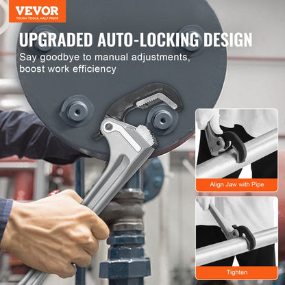 TD0520 18" - Lightweight Aluminum Heavy-Duty Pipe Wrench with Ergonomic Handle